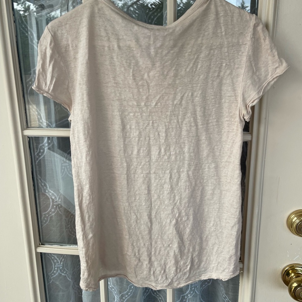 Frame Organic Linen Women's Short Sleeve Beige Tee- XS - Picture 4 of 4